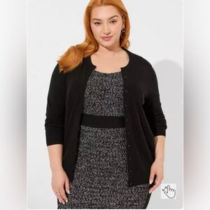 Torrid Plus Size 4X Black Everyday Soft Cardigan Crew Sweater